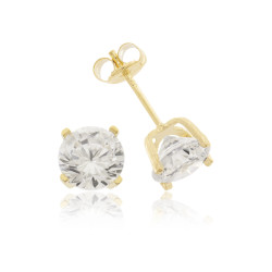 Pendientes garra con circonita redonda 6mm