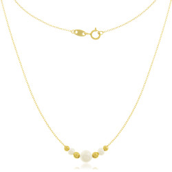 Gold necklace with chain and 4 balls and  3 pearls| Macoval SLU