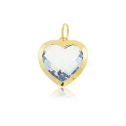 Gold pendant - rubover heat blue cz stone | Macoval SLU