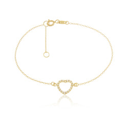 Bracelet  with chain and heart with 18 cz stones | MACOVAL SLU