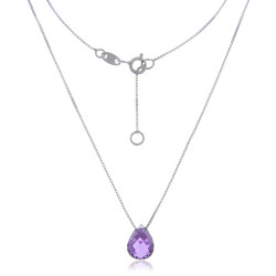 Necklace with silver chain and semi-precious tear amathyst | MACOVAL SLU