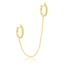 Piercing Cadena con 2 aros circonitas cierre clic| Macoval SLU