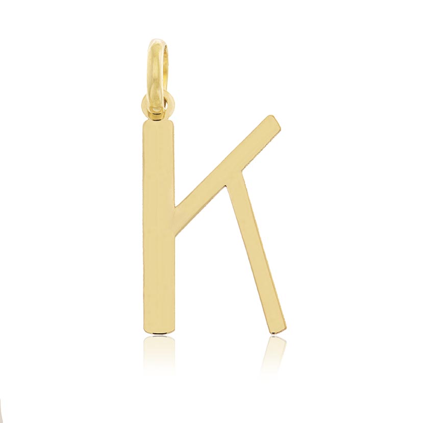 18K - COLGANTE INICIAL LETRA "K" CARE AROUND DE CORTE LASER