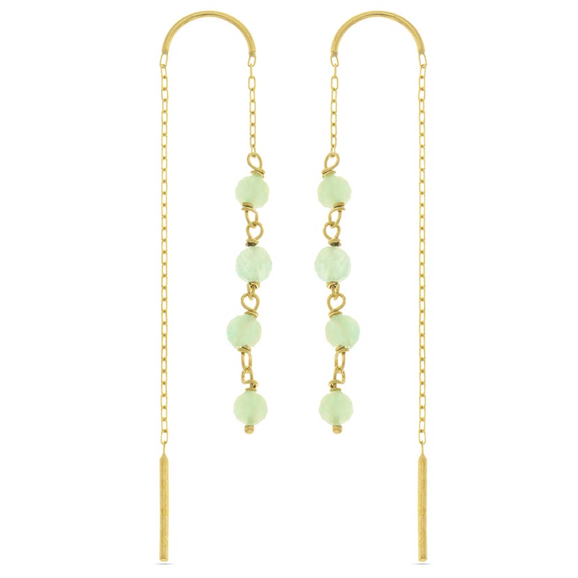 9K - PENDIENTES LARGOS ARCO Y BARRAS + 8 AMAZONITAS NATURALES