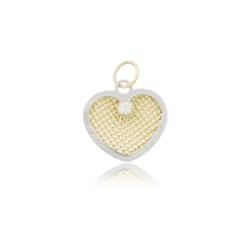 18K - COLGANTE CORAZON BICOLOR CON CIRCONITA Ø 2mm