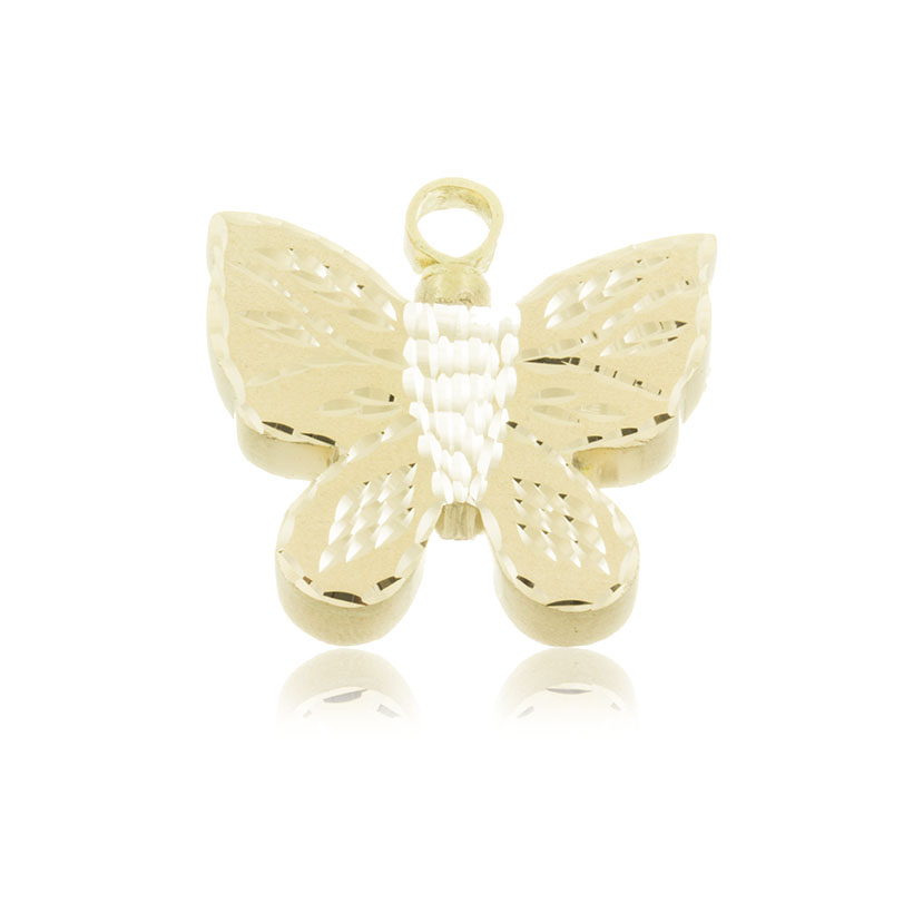 14K - COLGANTE MARIPOSA TALLADA PARA URNA FUNERARIA (26x22mm)