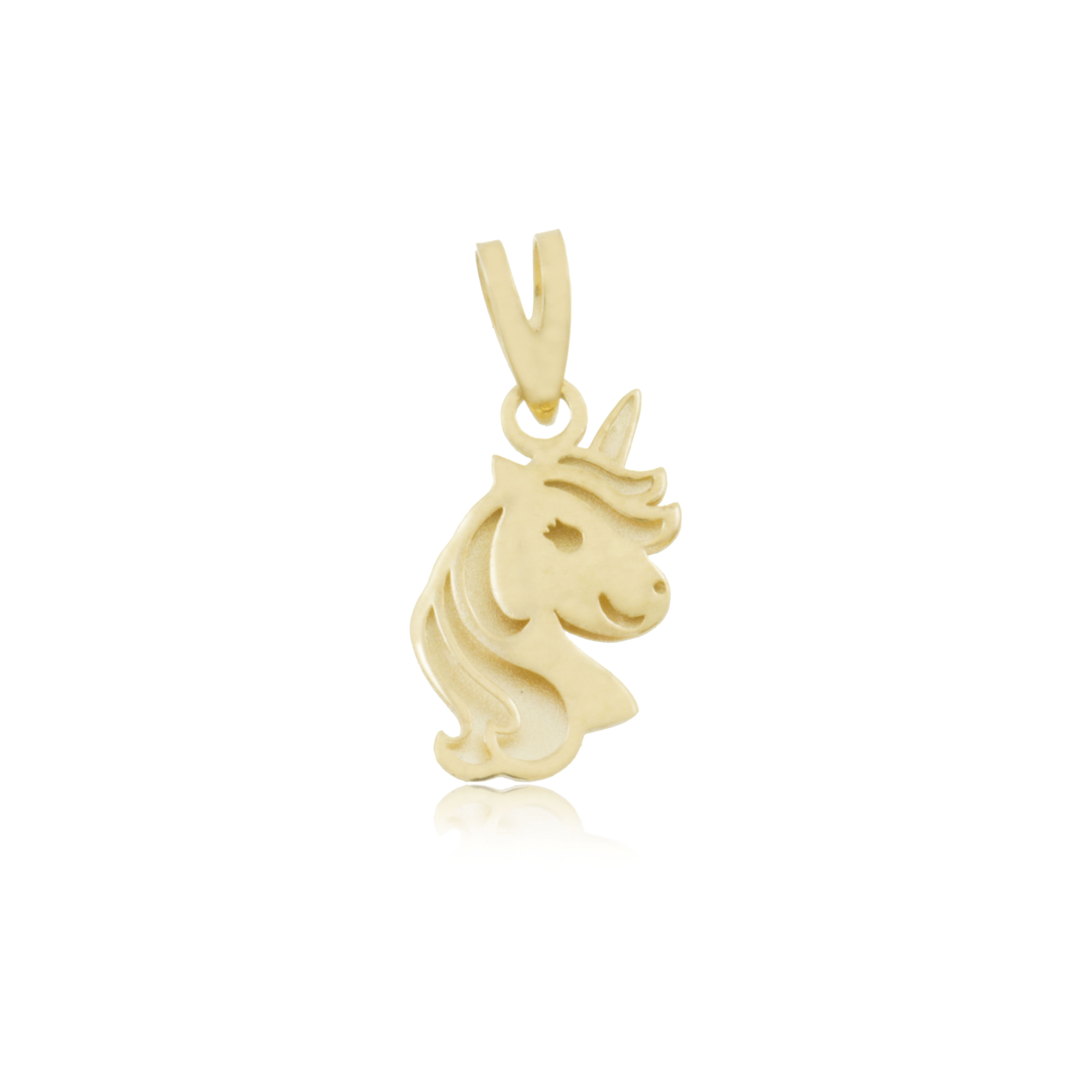 14K - COLGANTE CABEZA UNICORNIO MEDIANO (6x11mm)