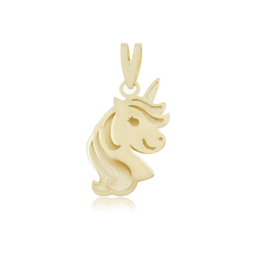 18K - COLGANTE CABEZA UNICORNIO GRANDE (8x14mm)