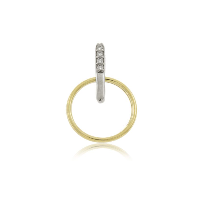 14K - COLGANTE BICOLOR CON CIRCULO (12.5mm) Y BANDA MICROENGASTE