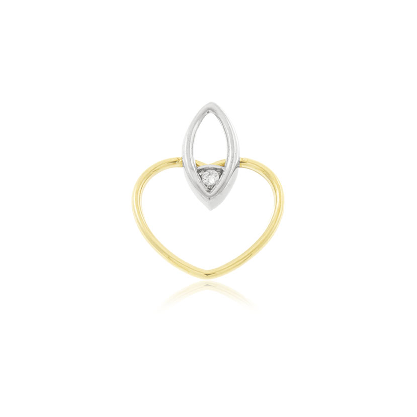 18K - COLGANTE CORAZON BICOLOR (13mm) CON PIPA