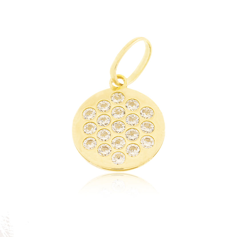 18K - COLGANTE CIRCULO (9mm) CON CIRCONITAS CRISTAL