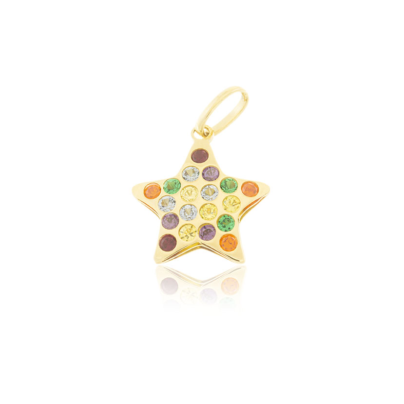 9K - COLGANTE ESTRELLA (10mm) CON CIRCONITAS MULTICOLOR