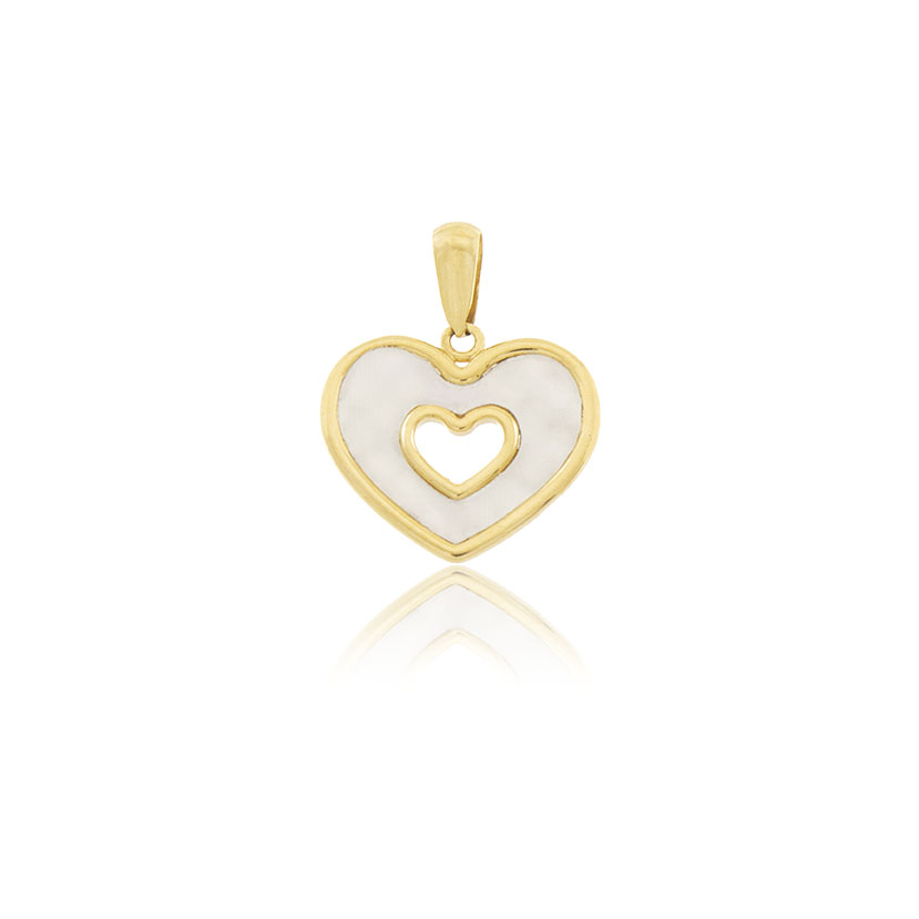 14K - COLGANTE CORAZON CALADO CON NACAR (13.80x12mm)