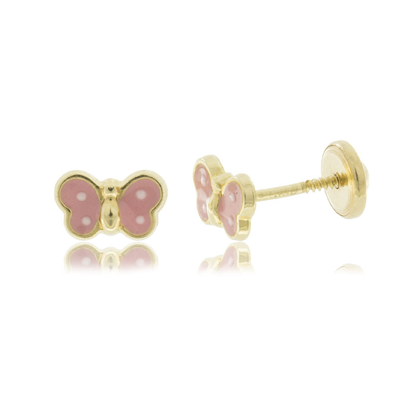 18K - PENDIENTES MARIPOSA DE ESMALTE (7.10 x 4.45mm)