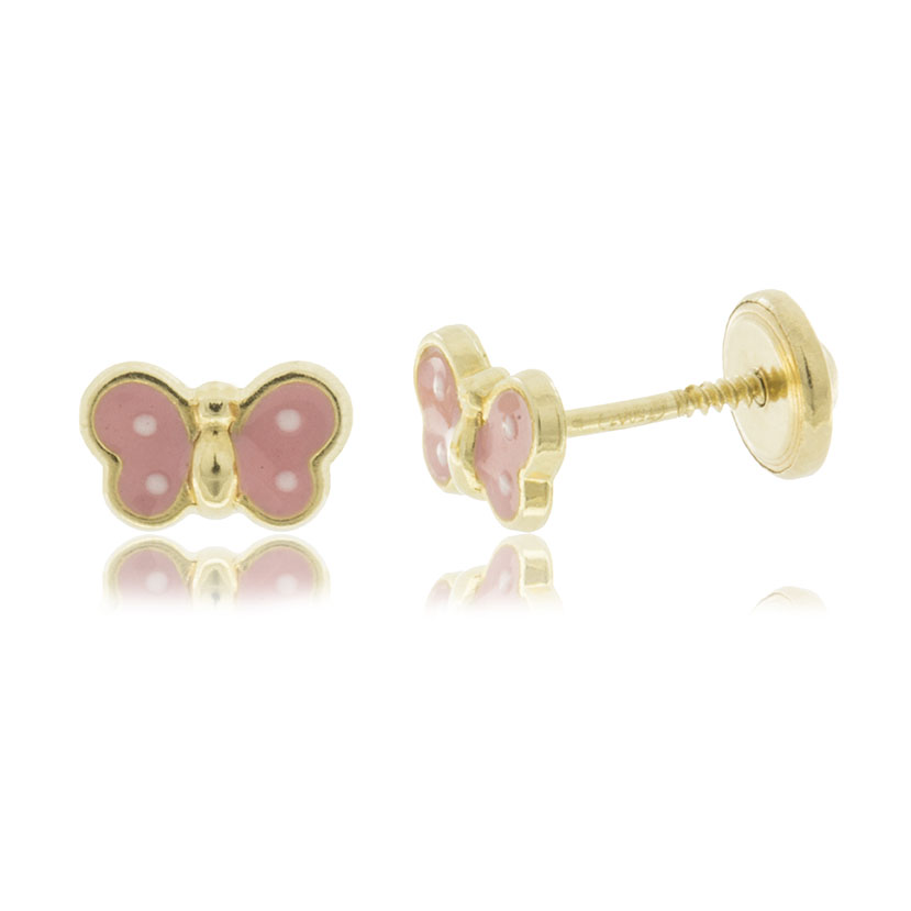 14K - PENDIENTES MARIPOSA GRANDES CON ESMALTE