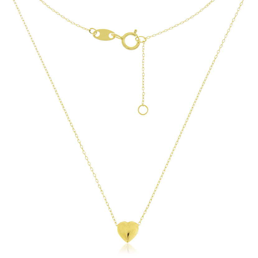 9K - GARGANTILLA CORAZON LISO (5x5mm) CON CADENA PASANTE