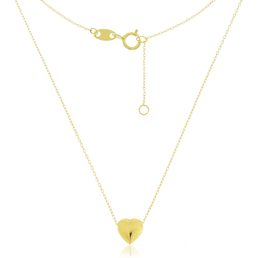 18K - GARGANTILLA CORAZON LISO (6x6mm) CON CADENA PASANTE