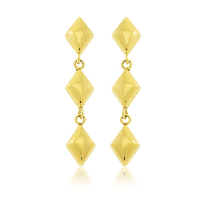 9K - PENDIENTES LARGOS CON 3 ROMBOS LISOS