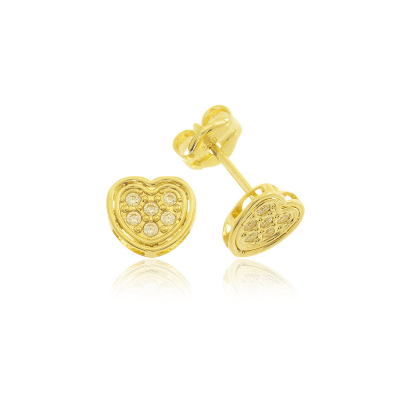 9K - PENDIENTES CORAZON FILO LISO (6.20x5.80mm) CON CIRCONITAS