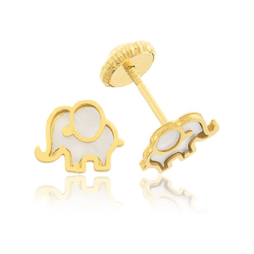 18K - PENDIENTES ELEFANTE CON NACAR (6.50mm)