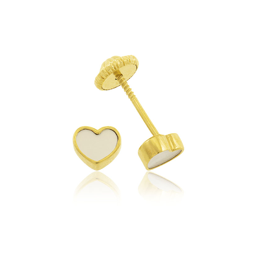 18K - PENDIENTES CORAZON (5.5mm) CON NACAR