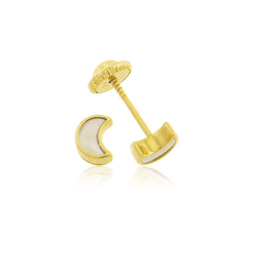 14K - PENDIENTES MEDIA LUNA (5.5mm) CON NACAR
