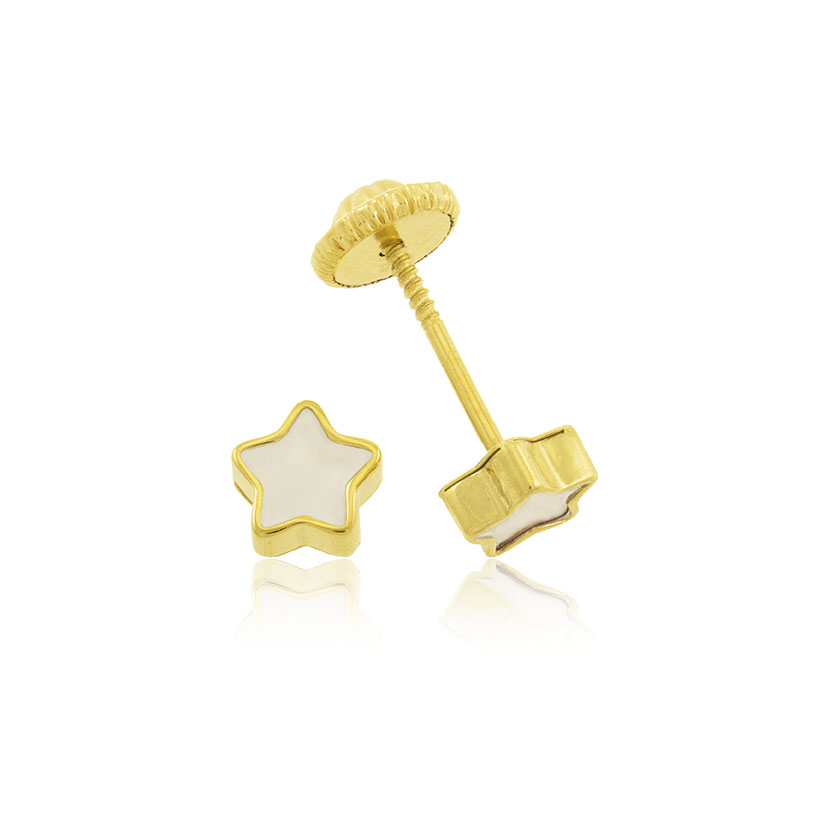 9K - PENDIENTES ESTRELLA (5.5mm) CON NACAR