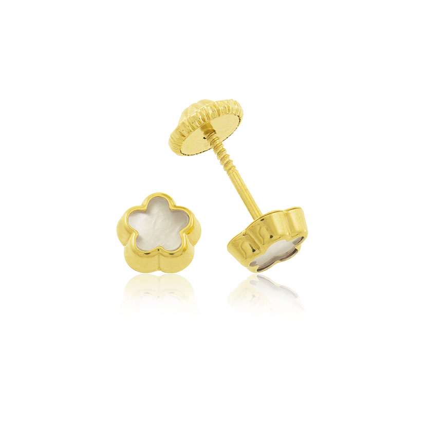 14K - PENDIENTES MARGARITA 5.5mm CON NACAR