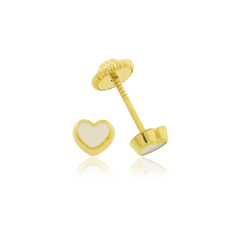 14K - PENDIENTES CORAZON MINI 5.5mm CON NACAR