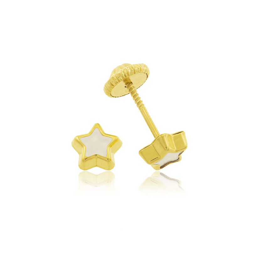 14K - PENDIENTES ESTRELLA MINI 5.5mm CON NACAR