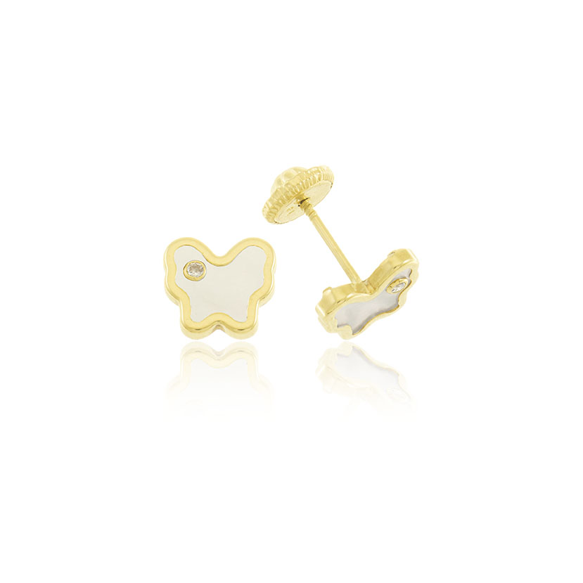 14K - PENDIENTES BOCEL MARIPOSA NACAR (7x6.5mm), CIRCONITA Ø 1mm