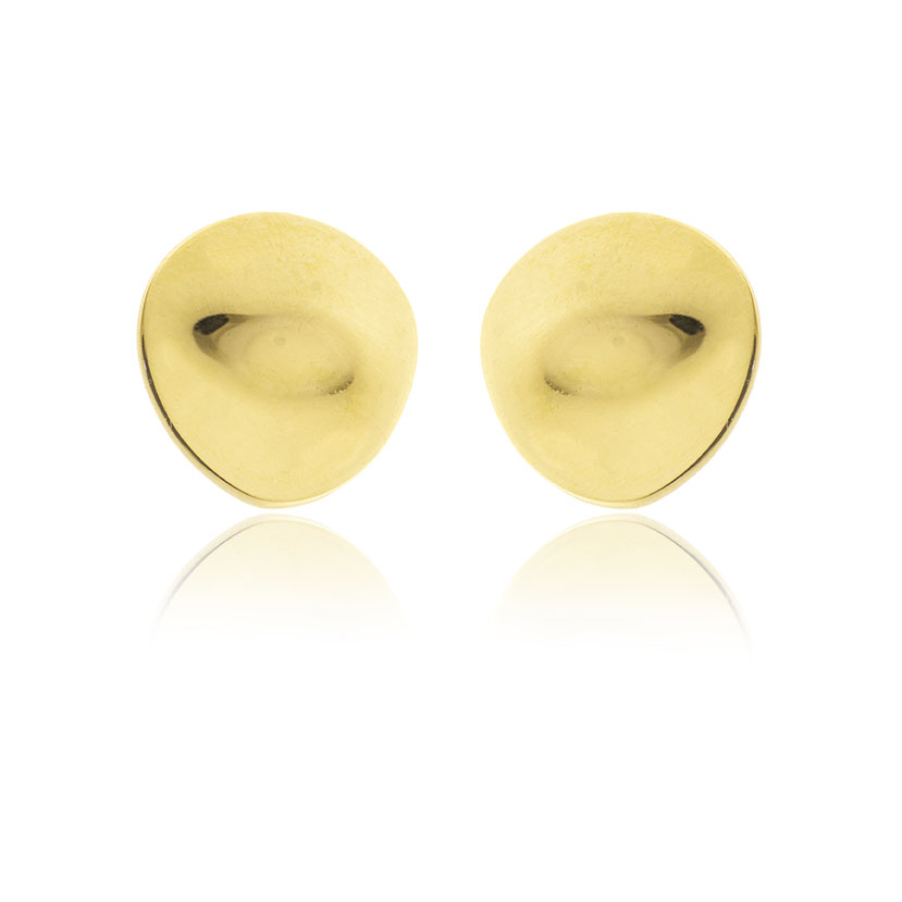 18K - PENDIENTES REDONDOS CON ONDAS (14.6x7.6mm). CIERRE PRESION