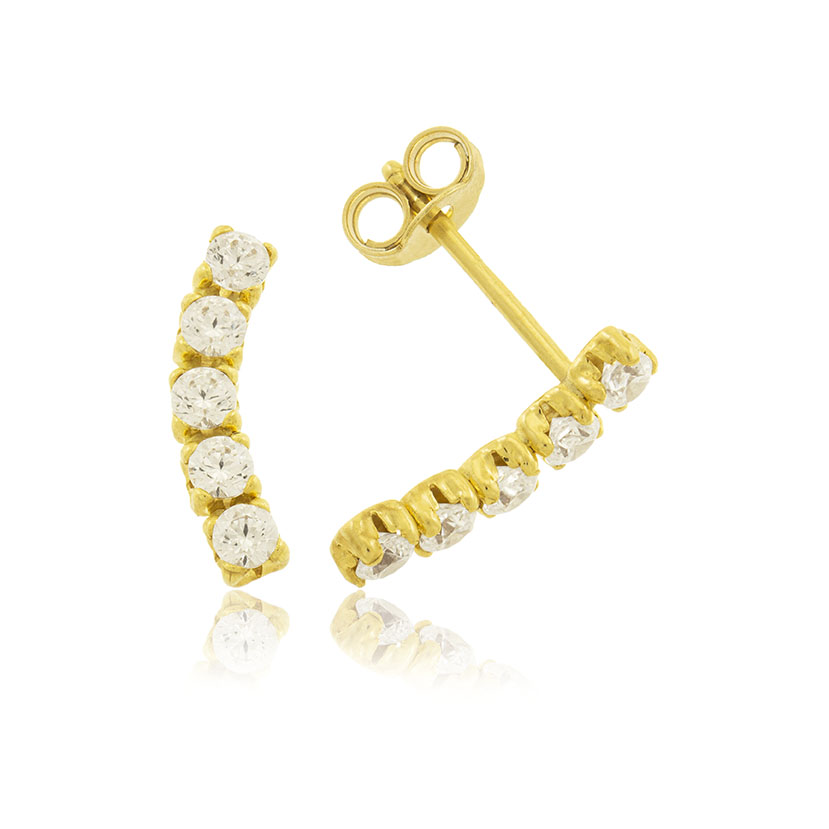 9K - PENDIENTES CURVOS 2x11.80mm CON 10 GARRAS Y CIRCONITAS 2mm