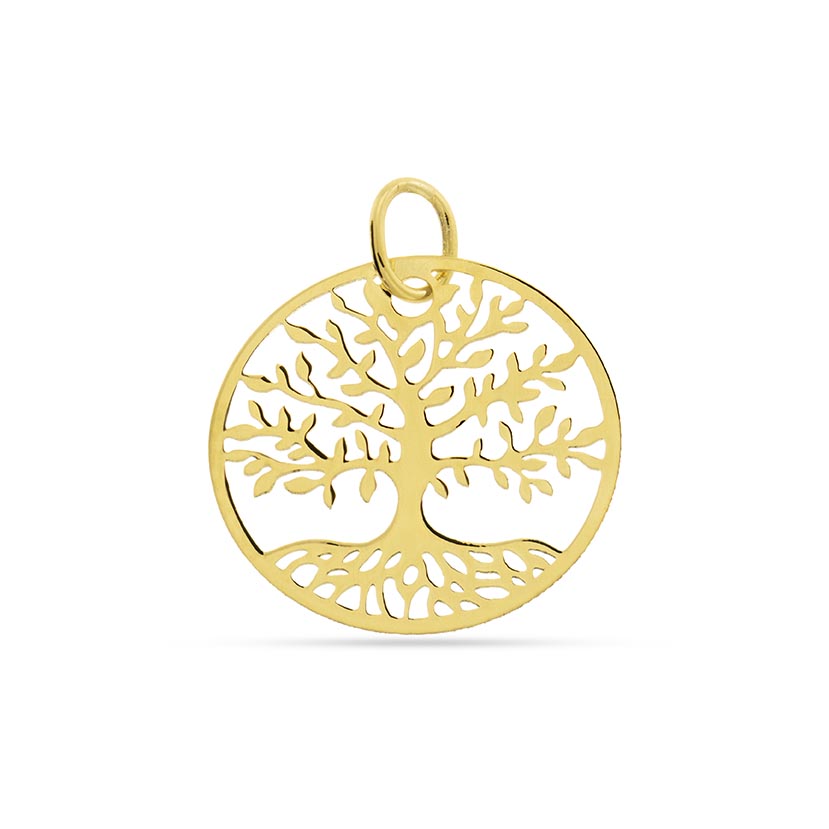 18K - COLGANTE MEDALLA ARBOL DE LA VIDA DE CORTE LASER 16mm