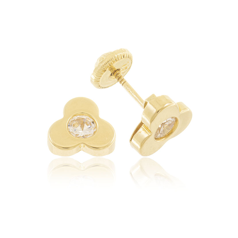 9K - PENDIENTES TREBOL (6x7mm) CON CIRCONITA 2.5mm