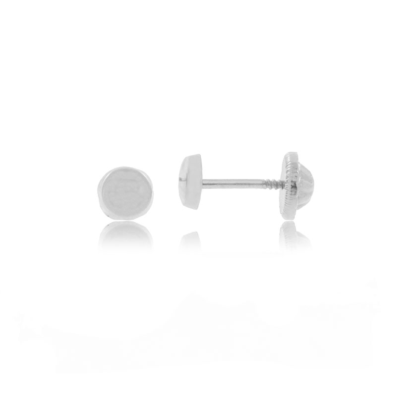 14K - PENDIENTES REDONDOS LISOS. ORO BLANCO