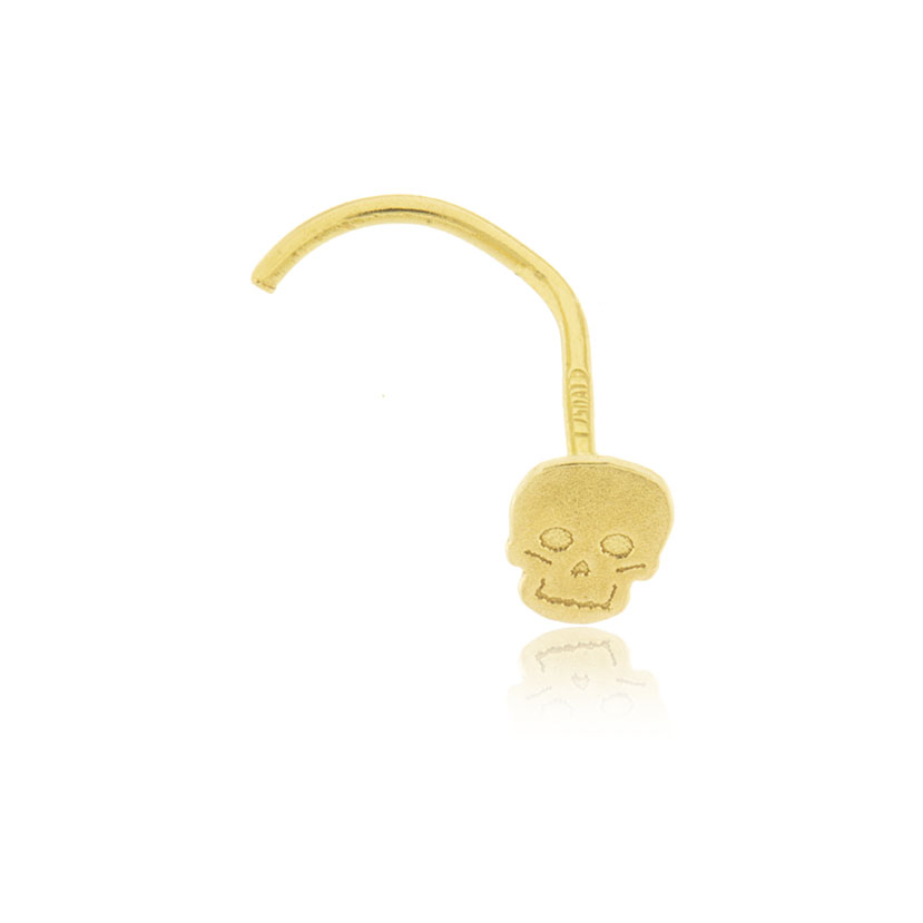 14K - PIERCING NARIZ CON CALAVERA LASER (3mm)