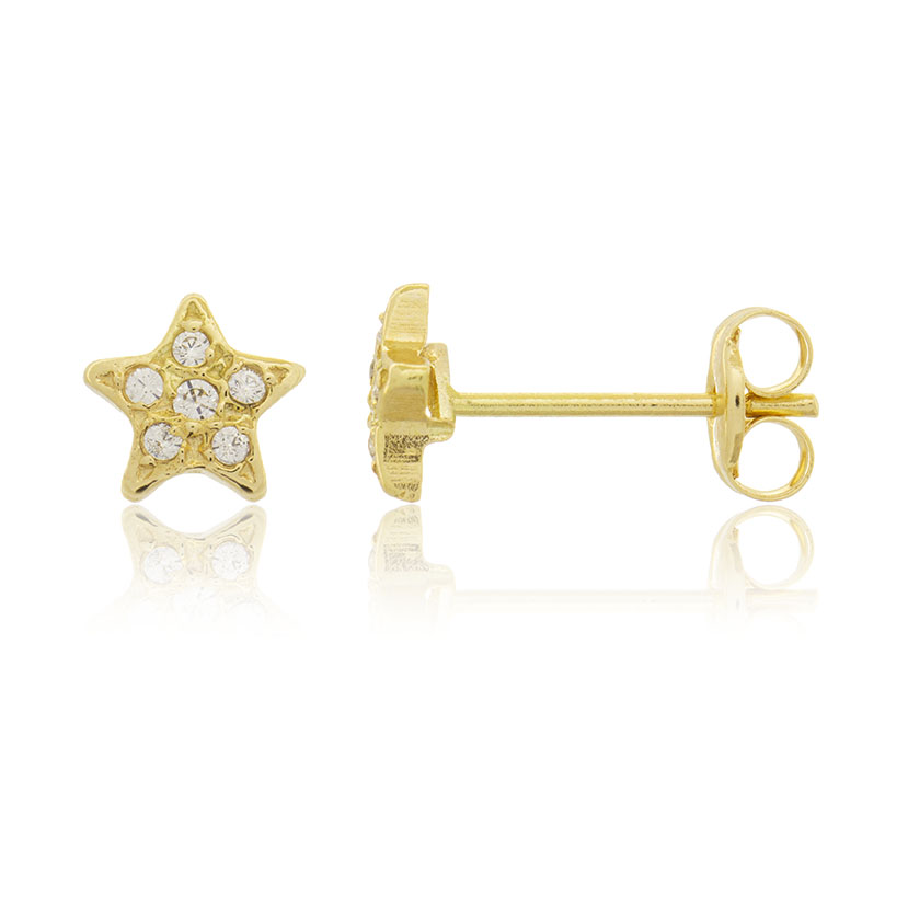 18K - PENDIENTES ESTRELLA MICROENGASTE (6mm) CON 12 CIRCONITAS