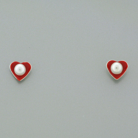 PAR CORAZON C/PERLA 2.5MM ESMALTE