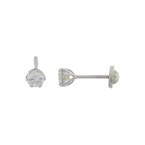 PENDIENTES GARRA INGLESA, CIRCONITA Ø 4MM, PLATA RODIADA