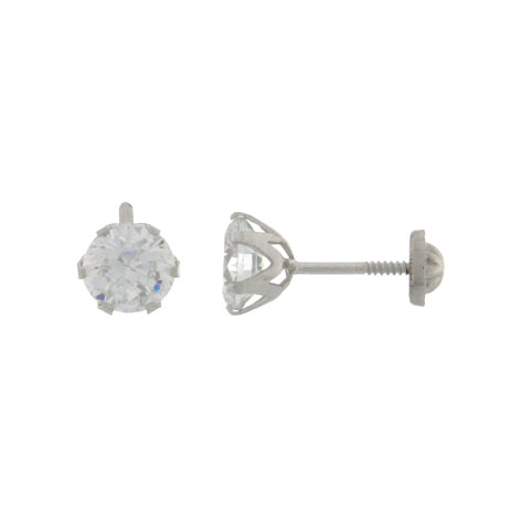 PENDIENTES GARRA INGLESA, CIRCONITA Ø 6MM, PLATA RODIADA