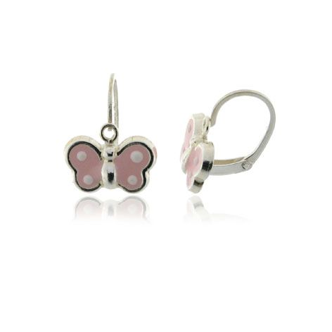 PENDIENTES MARIPOSA ESMALTE ROSA, PALILLO CORDOBES