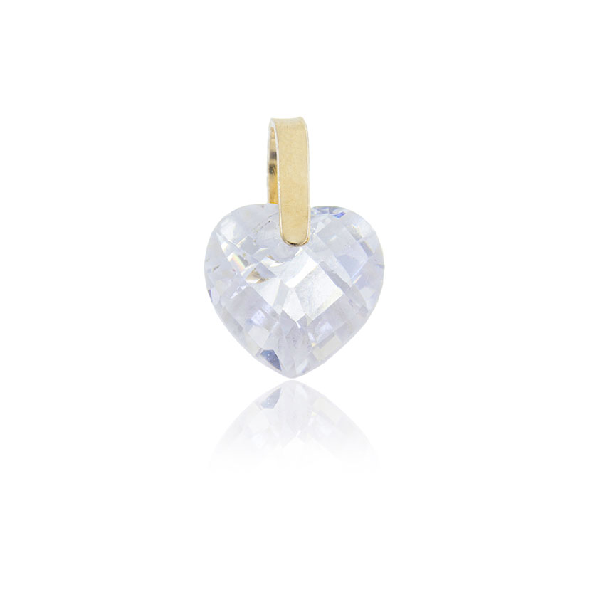 14K - COLGANTE CIRCONITA CORAZON CON CORTE BRIOLET (8x8mm)