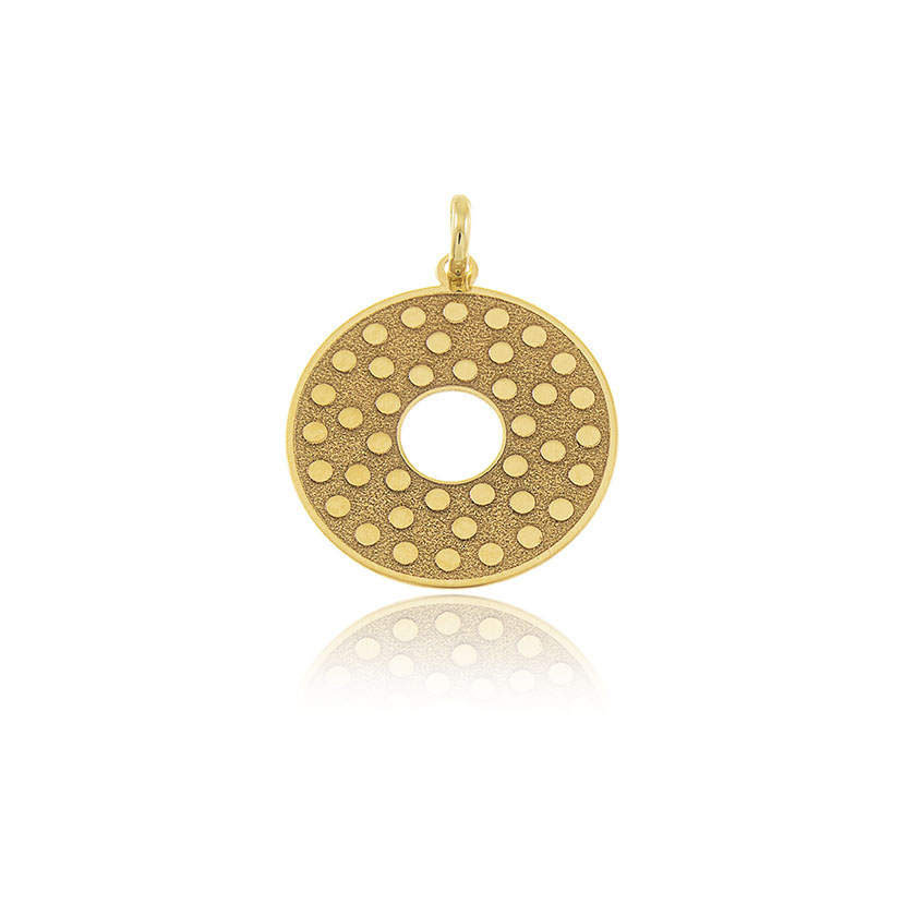 14K - COLGANTE CIRCULO CON LUNARES (17mm)