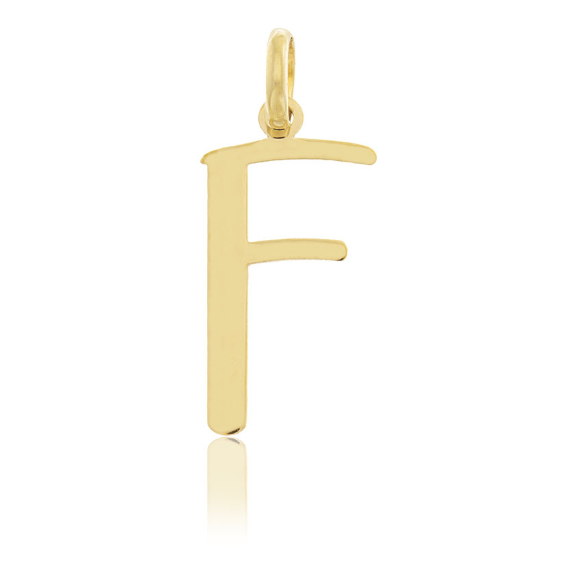 18K - COLGANTE INICIAL LETRA "F" CARE AROUND DE CORTE LASER