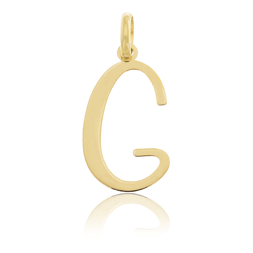 18K - COLGANTE INICIAL LETRA "G" CARE AROUND DE CORTE LASER