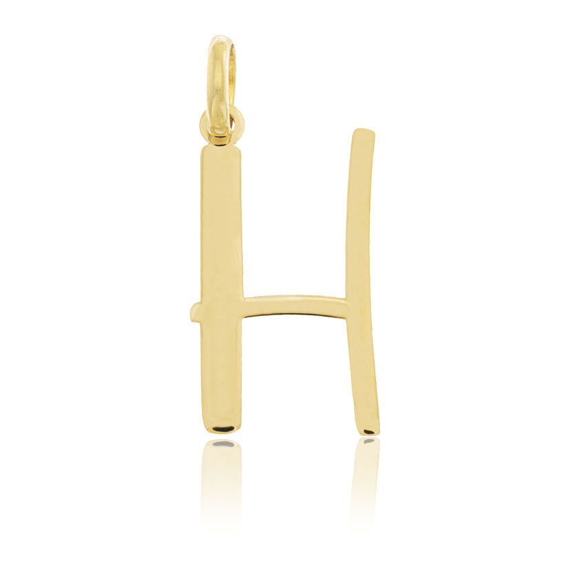 18K - COLGANTE INICIAL LETRA "H" CARE AROUND DE CORTE LASER