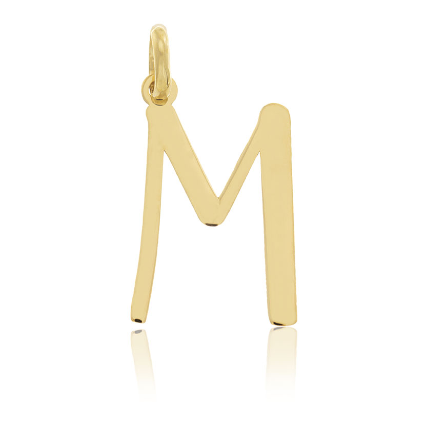 18K - COLGANTE INICIAL LETRA "M" CARE AROUND DE CORTE LASER