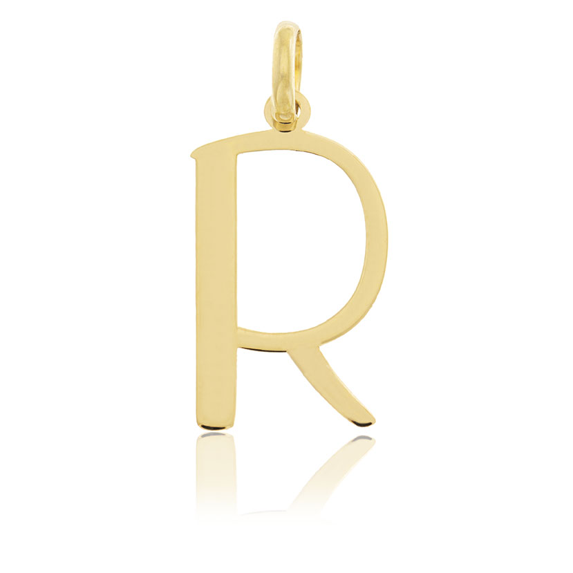 18K - COLGANTE INICIAL LETRA "R" CARE AROUND DE CORTE LASER