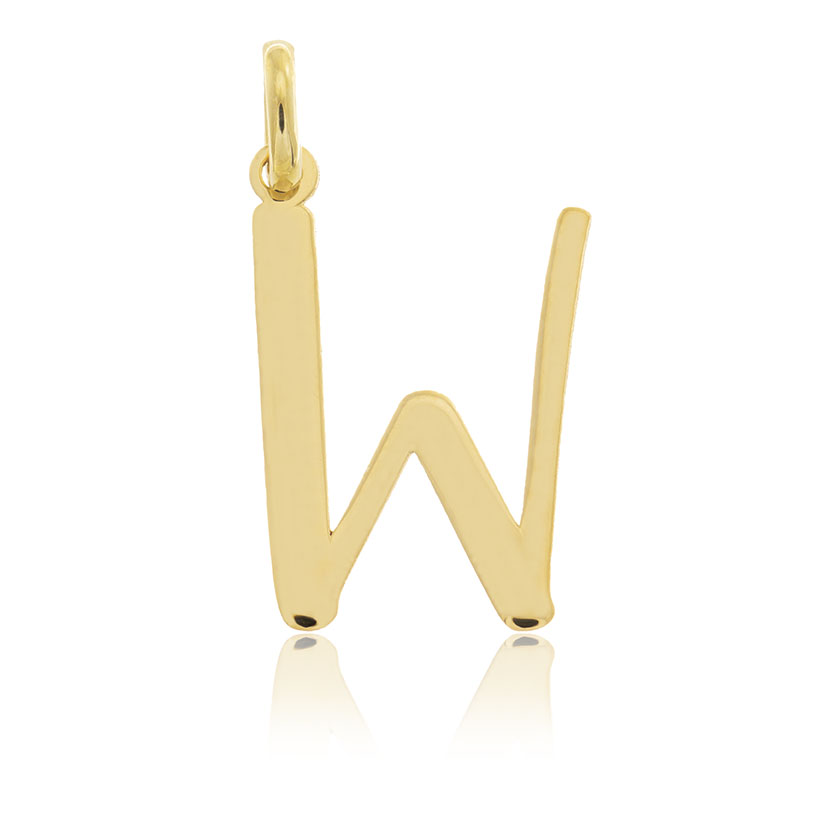 18K - COLGANTE INICIAL LETRA "W" CARE AROUND DE CORTE LASER